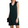thumbnail image 1 of Women Ruffle Spliced Sleeveless V Neck A-line Mini Dress, 1 of 3