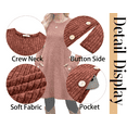 thumbnail image 6 of Fantaslook Long Sleeve Womens Dresses Crew Neck Buttons Tunic Sweater Dress with Pockets, 6 of 9