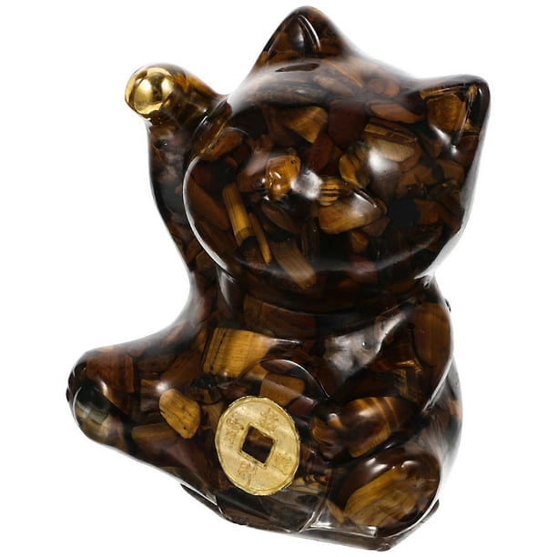 Resin Cat Statue Ornament Chinese Maneki Neko Figurine for Home Decor Unique Cat Decoration Present for Business Opening Vivid Design Material \n↓
