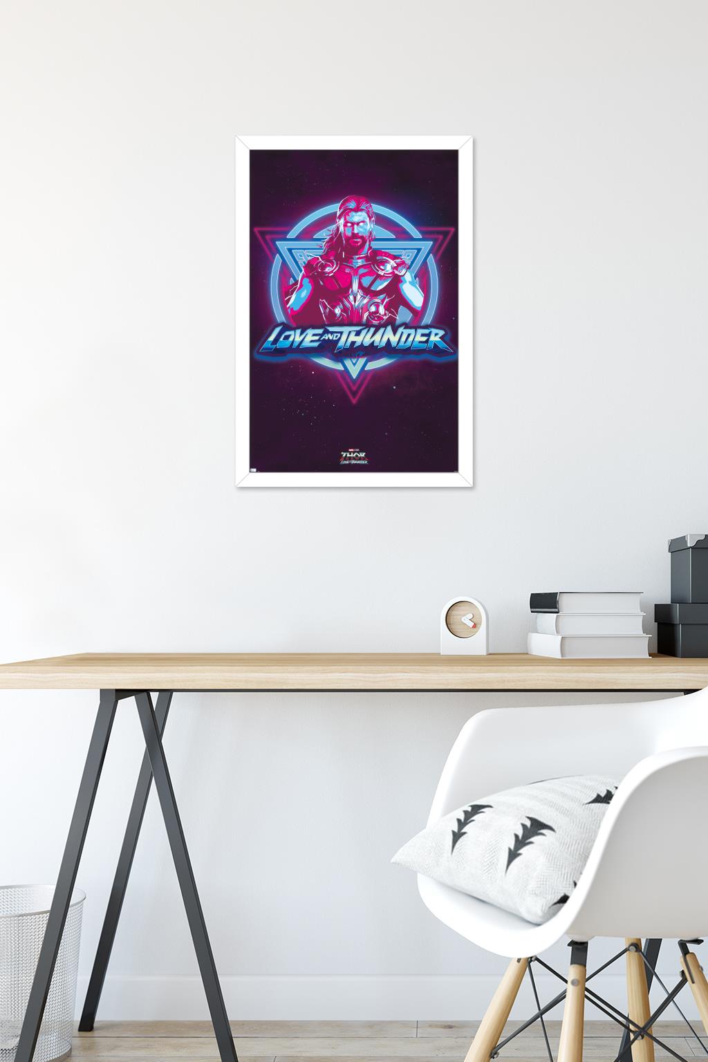 Marvel Thor: Love and Thunder - Vaporwave Wall Poster, 14.725" x 22.375" Framed