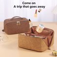 thumbnail image 3 of YAOMOBB Makeup Storage Pouch Great Capacity Travel Toiletry Storage Tool Faux Leather Makeup Brush Holder with Handle, 3 of 7