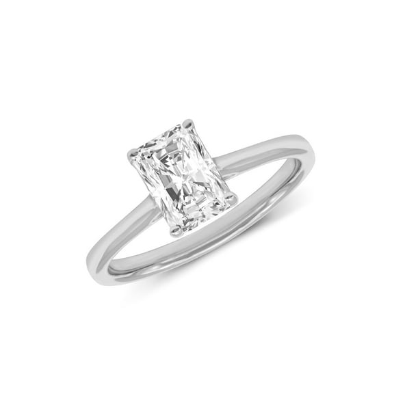 14K White Gold Radiant Shape Lab Grown Diamond Cathedral Solitaire Engagement Ring - 1 Carat (Ring Size: 4.5)