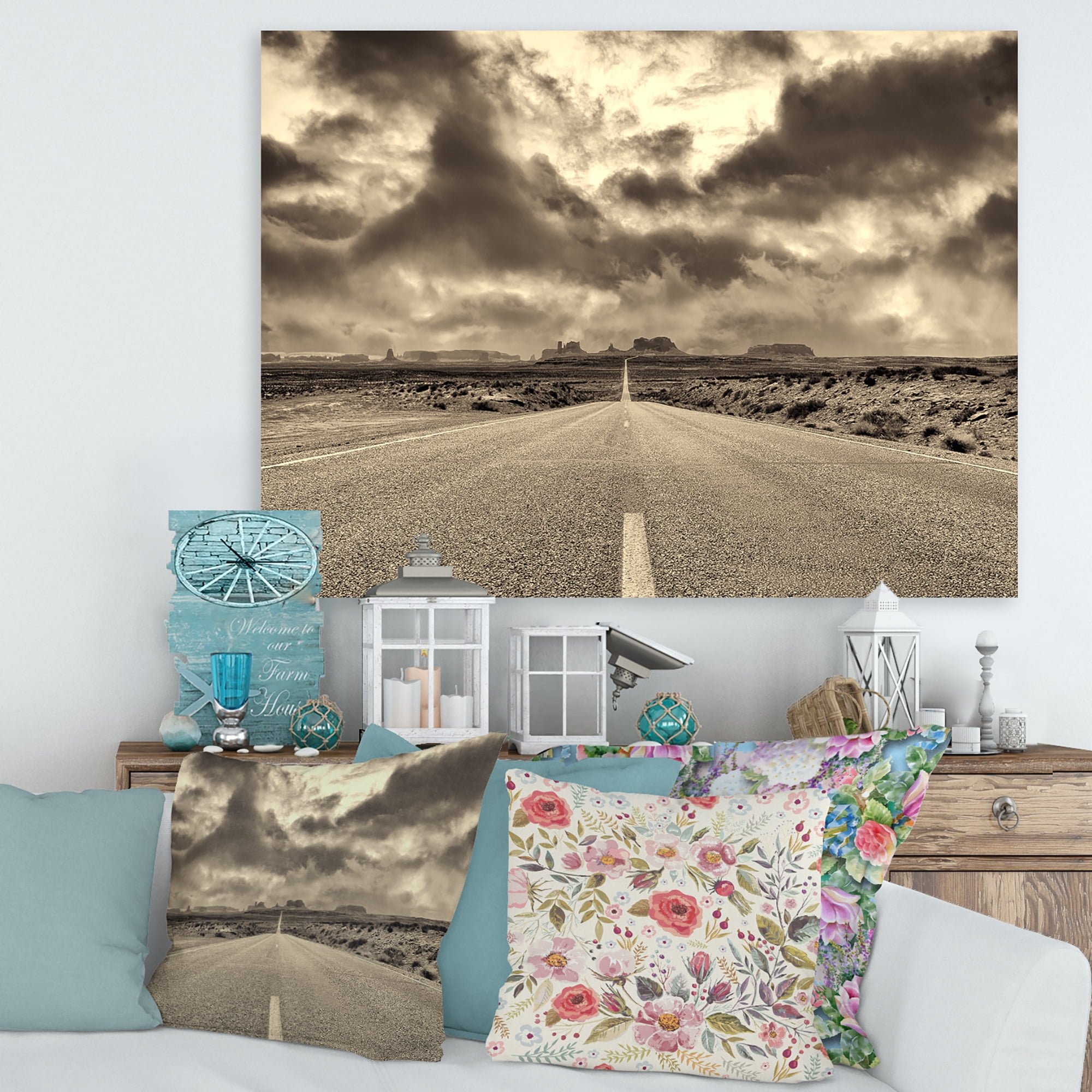 Designart ' The Straight Road To Monument Valley ' Traditional Canvas Wall Art Print