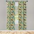 thumbnail image 2 of Ambesonne Abstract Curtains, Surreal Quirky Shapes Art, Pair of 28"x84", Apricot Sea Blue and Coral, 2 of 4