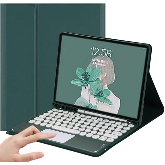 iPad 10.2/10.5 Case with Keyboard, Trackpad Detachable Keyboard with Pencil Holder -Wireless Bluetooth Touchpad Keyboard Cover for Generation