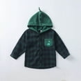 thumbnail image 4 of CUZIBR Toddler Boys Girls Shirt Coats Cartoon Dinosaur Jacket Plaid Long Sleeve Kids Hooded Tops Outwear Cute Dailywear For Child, 4 of 5