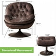 thumbnail image 3 of Velvet Swivel Accent Chair with Ottoman for Living Room Bedroom Reading Room, Cozy Lounge Armchair Fluffy Round Tufted Back Adult Gifts for Small Room Lazy Relax Read TV Chair,Brown, 3 of 8