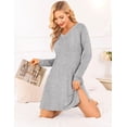 thumbnail image 3 of Ekouaer Long Sleeve Night Shirts Women Nightgowns Oversized Pajama Dress Soft Nighties Winter Sleepwear, 3 of 6