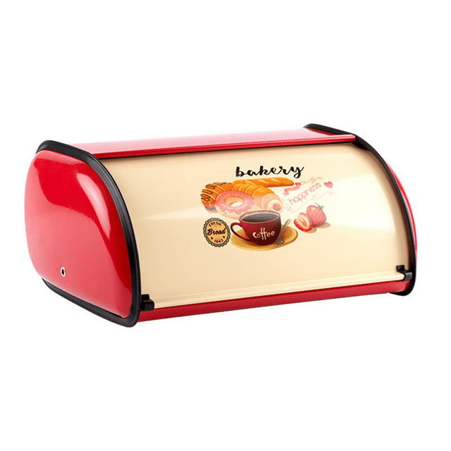 Metal Bread Box Roll Top Metal Bread Bin Bread Storage Bread Holder Bread Container Keeper Organizer for Kitchen Counter,1 x Bread box,red