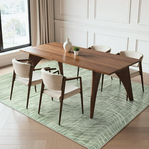 5x7 Sage Green Modern Abstract Area Rugs for Living Room