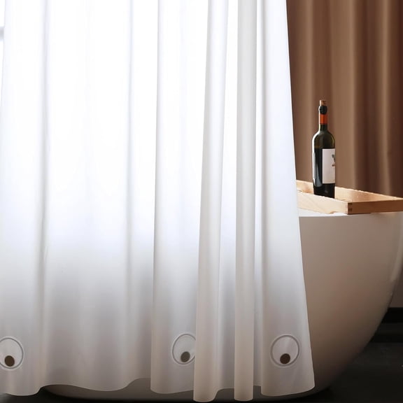 White Plastic Shower Curtain Liner 72 x 75 Inch, Waterproof Frosted Heavy Duty EVA Bathroom Shower Curtain Liners with 3 Magnetic Weights, 72x75 Inch