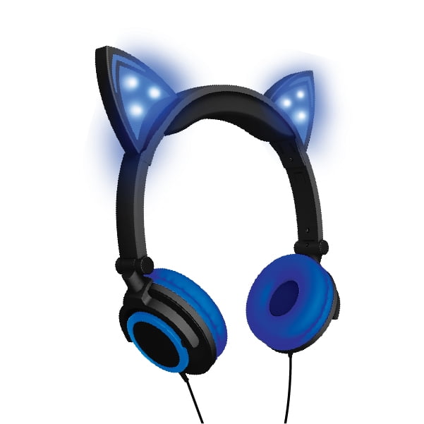 færge Identificere At hoppe Hype Wired Blue LED Cat Ear Headphones with 3.5mm Jack Plug - Walmart.com