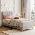 thumbnail image 1 of Yeshouse Estructura de cama Twin XL tapizada, linda cama plataforma de bouclé con cabecero ondulado para niñas/niños/niños, no necesita somier, soporte de listones de madera, silenciosa, 1 of 7