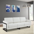 thumbnail image 2 of LeisureMod 3-Seater Sofa Upholstered in Leather with Black Geometric Stainless-Steel Base and Removable Cushions, Living Room Couch Lounge Chair in White, 2 of 11