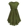 thumbnail image 3 of KDFJPTH Retro Dresses Kids Vintage Sleeve Swing Dresses Solid Dress Girls Party Ruffles Rockabilly Short Little 712Y Girls Dresses Girls Fashion 7 Stylish Outfits for Girls plus Kids Fall, 3 of 9