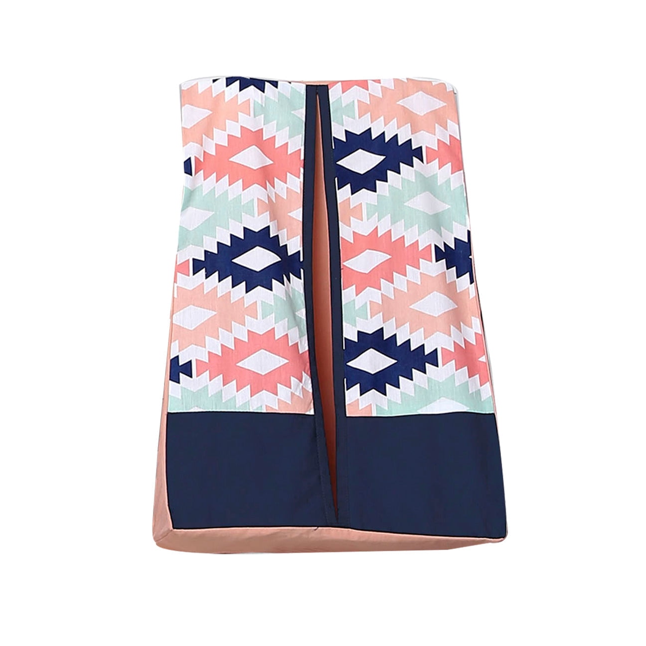 Bacati - Aztec Emma 4-Piece Crib Bedding Set with Diaper Stacker - Coral/Mint/Navy Girls