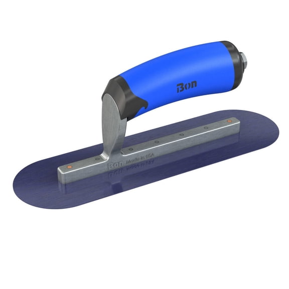 Bon Tool Blue Steel Finishing Trowel - Round End - 10" x 3" with Comfort Wave Handle