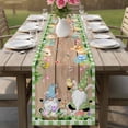 thumbnail image 4 of Happy Easter Table Runner - 60 Inch Long Gnomes Rabbit Flowers Green Check Wooden Cotton and Linen Blended Dress Scarves Farmhouse Table Runner for Kitchen Dining, Coffee Table, 13" x 60", 4 of 8
