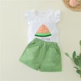 thumbnail image 2 of THDHVS Girls Summer Outfits,Casual Short Sets for Kids,Baby Girl Short Sleeve Summer Set Flying Sleeve Set Two-piece Set Of Clothes Green 1-2 Years, 2 of 7