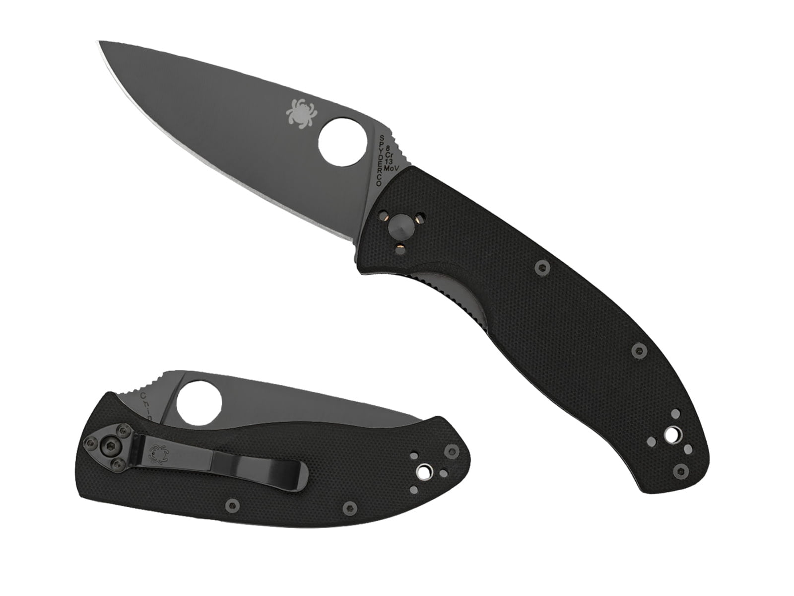Spyderco Tenacious G-10 Pocket Folding Knife 3.4" Plain Black Blade - C122GBBKP