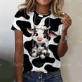 thumbnail image 2 of Camisetas de manga corta con estampado de vaca lechera en blanco y negro 3D para mujer, camisetas de animales bonitos, Tops de verano, nueva tendencia, ropa femenina, 2 of 5