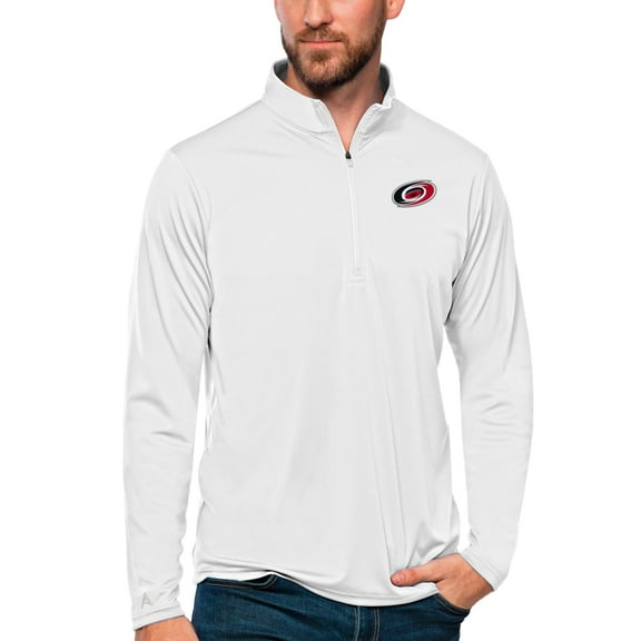 Men's Antigua White Carolina Hurricanes Tribute Quarter-Zip Pullover Top