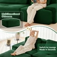 thumbnail image 2 of 117" Modern L-Shaped Modular Sectional Sofa with Movable Ottoman, 3-Seater Corduroy Fabric Couch with Deep Seat, Pearl-like piping, Tufted Design, No Assembly, Anti-slip Design​, Green, 2 of 9