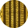 thumbnail image 1 of Ahgly Company Machine Washable Indoor Round Abstract Yellow Modern Area Rugs, 6' Round, 1 of 4
