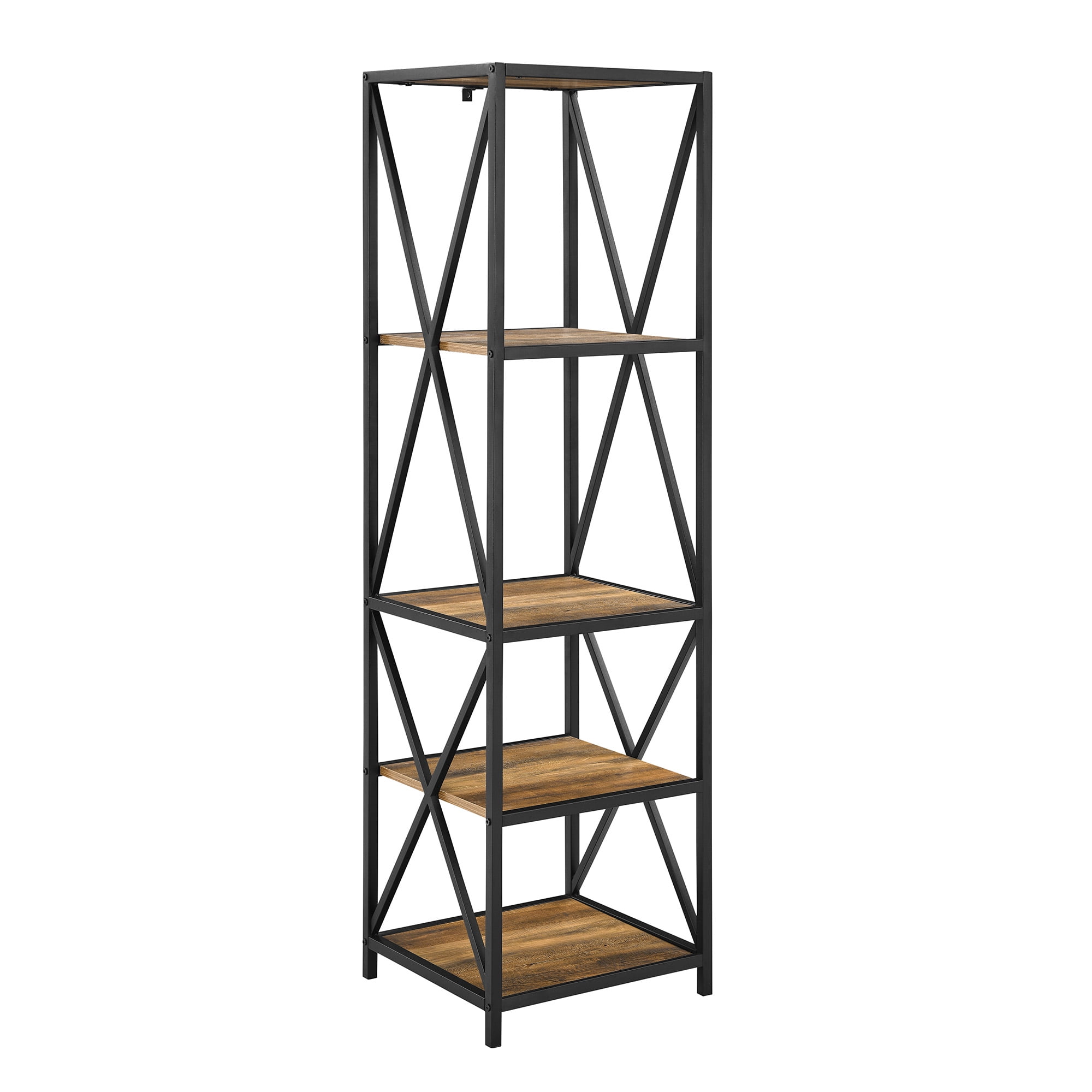 Woven Paths Charlie Farmhouse 4-Shelf Bookcase, Reclaimed Barnwood
