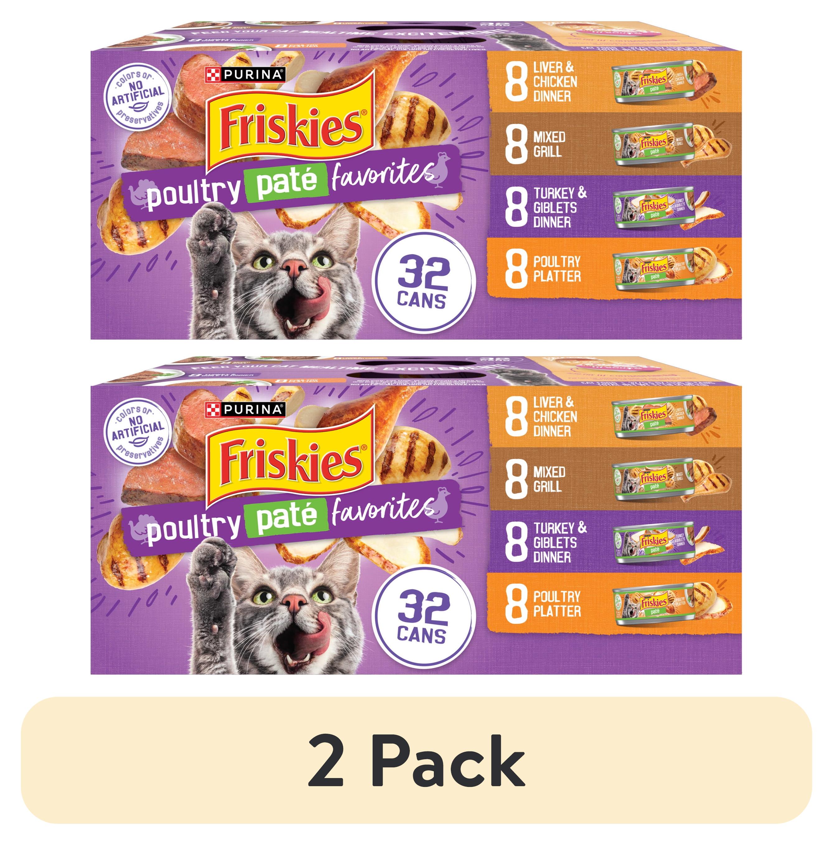 (2 pack) Purina Friskies Pate, Soft Poultry Variety Pack, Wet Cat Food, 5.5 oz Cans