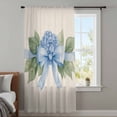 thumbnail image 4 of Hydrangea Flower Sheer Curtains 63 Inches Long, Pastoral Blue Bow Floral Spring Lraf Light Filering Curtains, Breathable Simi Curtain Privacy Drapes for Living Room Bedroom Window Treatment, 4 of 9