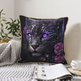 thumbnail image 4 of KLL Purple-Eyed Floral Leopard Decorative Throw Pillow Covers Velvet Soft for Couch Sofa Bedroom Living Room Outdoor (No pillow core)- 20"x20", 4 of 5