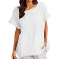 thumbnail image 2 of LADIGASU Women Sexy Short Sleeve Sequins Loose Polluer Solid Round-Neck Blouse Shirt, 2 of 6