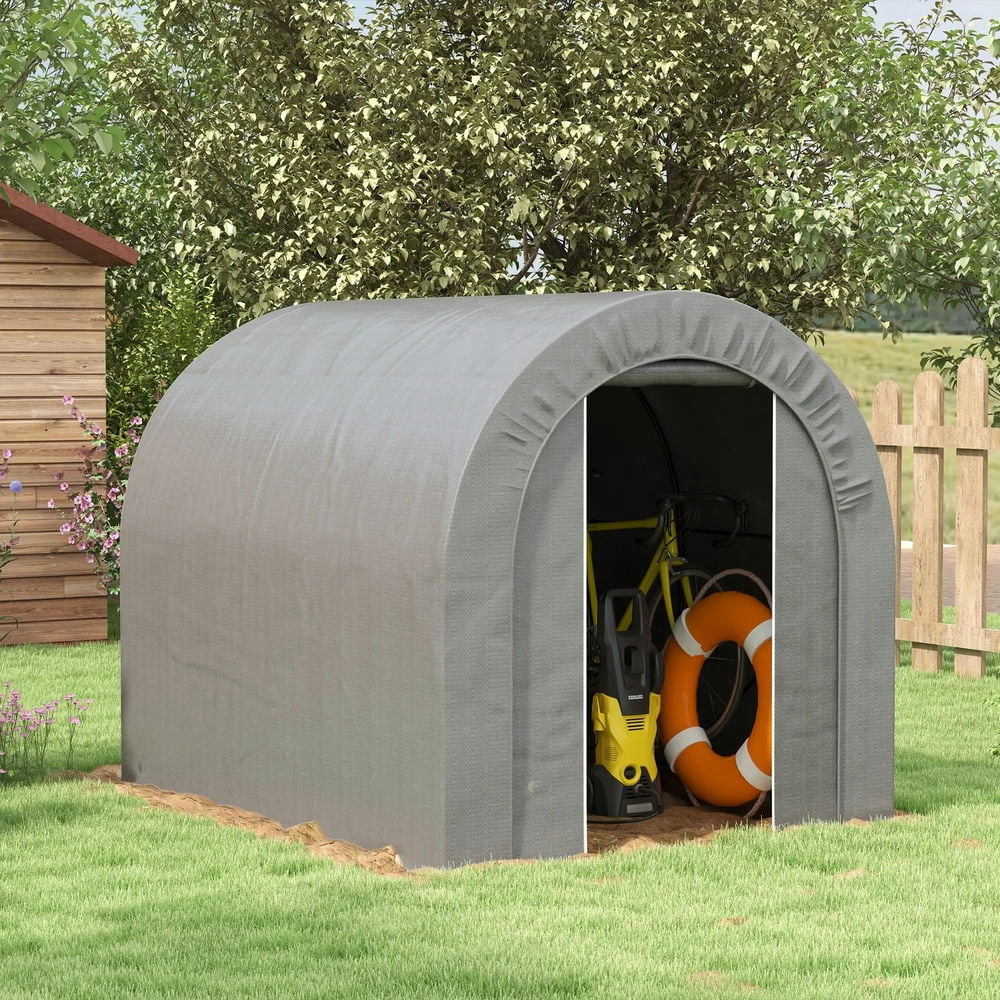 Resenkos Galvanized Metal 6' x 8' Outdoor Storage Tent, Heavy Duty and Waterproof Portable Shed