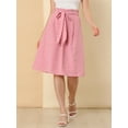 thumbnail image 6 of MODA NOVA Juniors Belted Elastic Waist Vintage A-Line Midi Skirt, 6 of 6