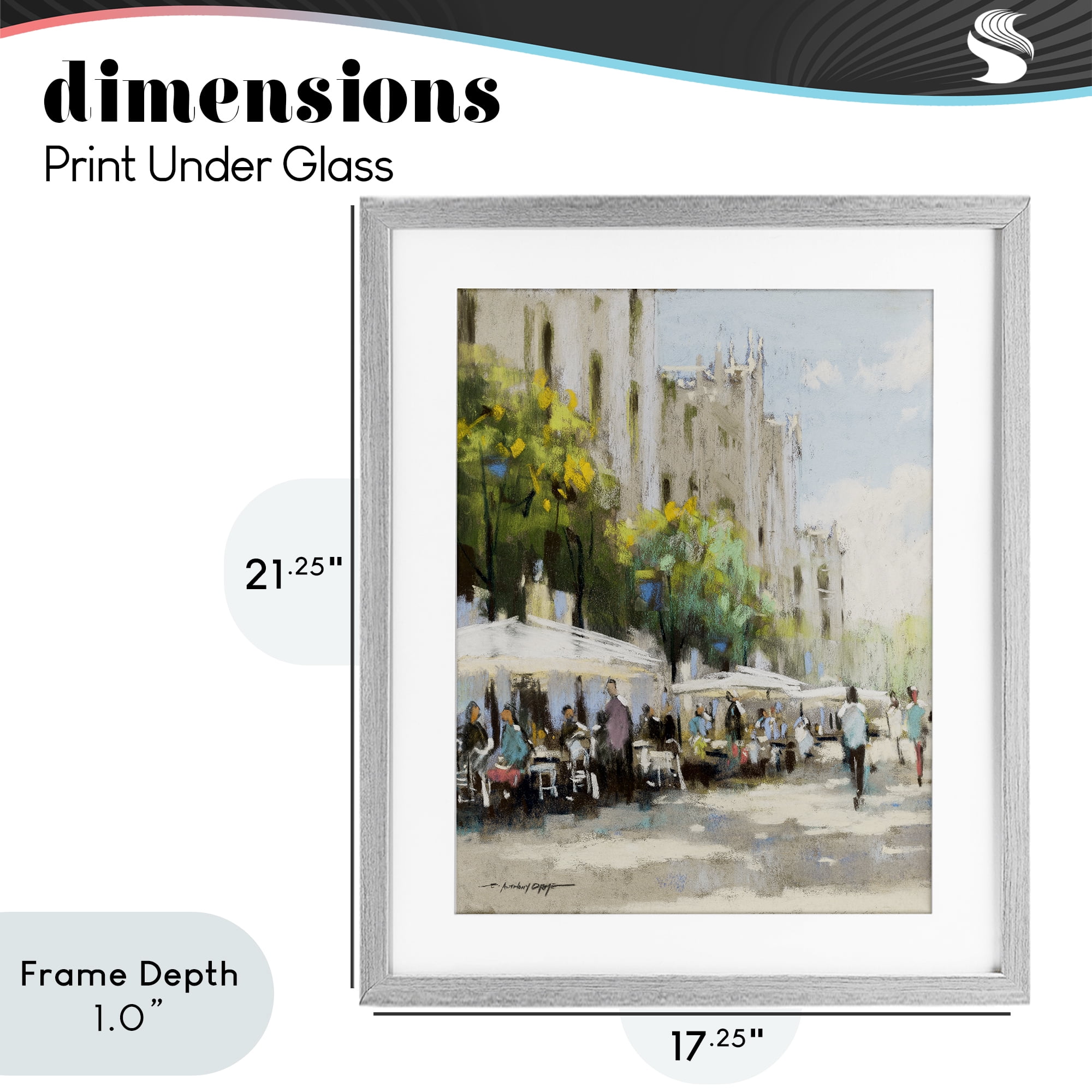Stupell Industries Street Cafe on Boulevard Gray Framed Print Under Glass, design by Anthony Orme