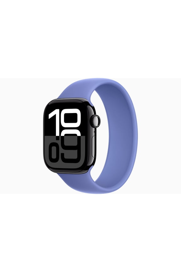 Restored Apple Watch Series 10 GPS 46mm Jet Black Aluminium Case with Periwinkle Solo Loop - Medium Band (Refurbished)