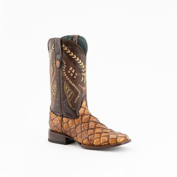 Men's Ferrini Bronco Pirarucu Print Boots Handcrafted Cigar
