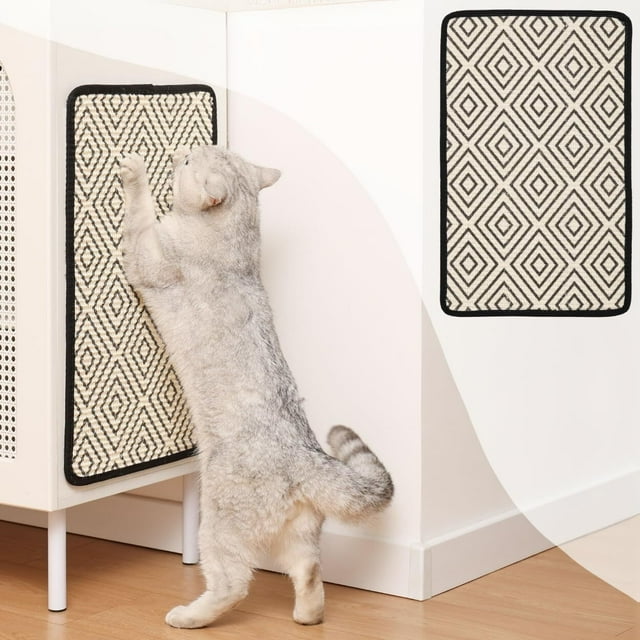 Boho Sisal - Alfombrilla rascador para gatos con tiras adhesivas (protector contra arañazos para alfombras, sofá, pared, muebles de esquina), duradera y resistente a los desprendimientos (13 x 21