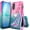 Pink Aqua, variant on NGB SUPREMACY For Samsung Galaxy A36 5G / A37 5G / A56 5G Phone Case Ring Holder Wrist Strap Lanyard Women’s Glitter Liquid Galaxy A36/A37/A56 Case Cover