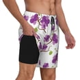 thumbnail image 3 of Haiem Orchids Flowers Mens Swim Trunks with Compression Liner 2 in 1 Swimming Shorts Stretch Swimwear Quick Dry,Board Shorts-XX-Large, 3 of 9