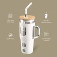 thumbnail image 2 of MUKOKO 32oz Glass Tumbler, Glass Water Bottle with Lid and Straw, Iced Coffee Tumbler with Handle, White, 2 of 6