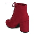 thumbnail image 3 of Qupid GK00 Women Faux Suede Lace Up Chunky Heel Bootie, 3 of 5