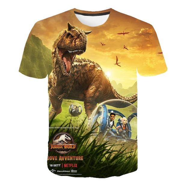 2023 verano Jurassic World Dominion camisetas niños dibujos animados niños niñas estampado camisetas niños moda Casual Tops camisetas 1-14 Y7T Gao Jinjia LED