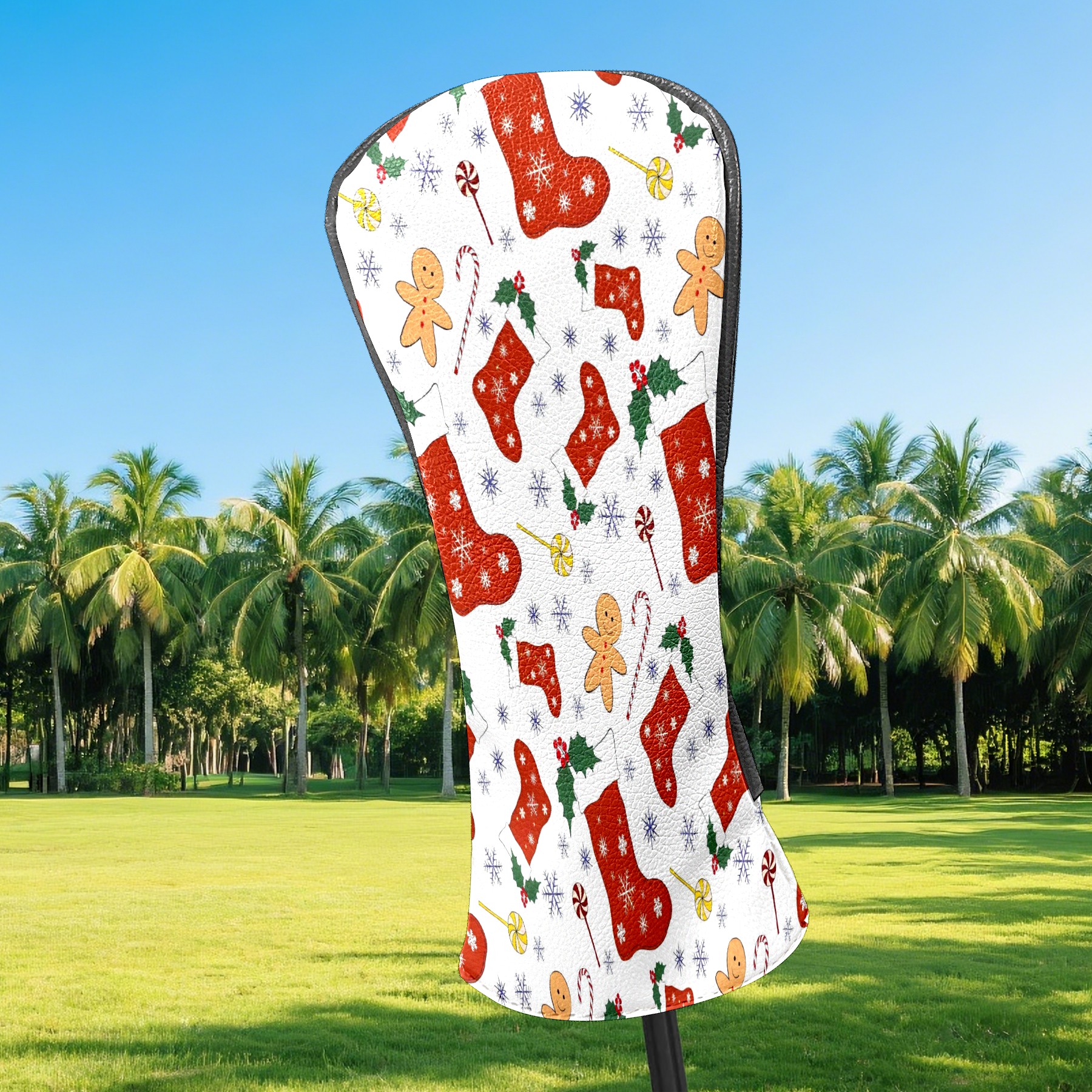Golf Club Covers, Christmas Premium PU Leather Driver Hybrid Putter Head Covers with Velvet Lining, Waterproof Golf Gifts for Men Women