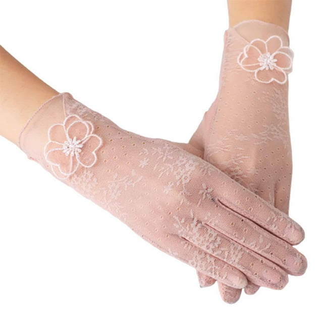 Women Black Dot Short Lace Lace Breathable Riding Sunscreen Wedding Gloves