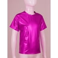 thumbnail image 4 of Doomiva Boys Girls Modern Hip Hop Jazz Dance Outfit Kids Metallic Shiny Short Sleeve T-shirt with Sparkly Jogger Pants Hot Pink 150, 4 of 7