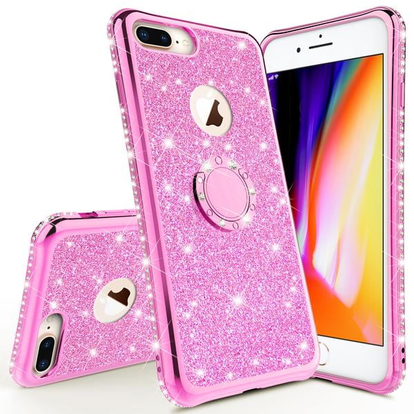 Coverlab Apple Iphone 8 Case,iphone 7 Case,glitter Cute Phone Case Girls Kickstand,bling Diamond Rhinestone Bumper Ring Stand Sparkly Iphone 7/8 - Bla