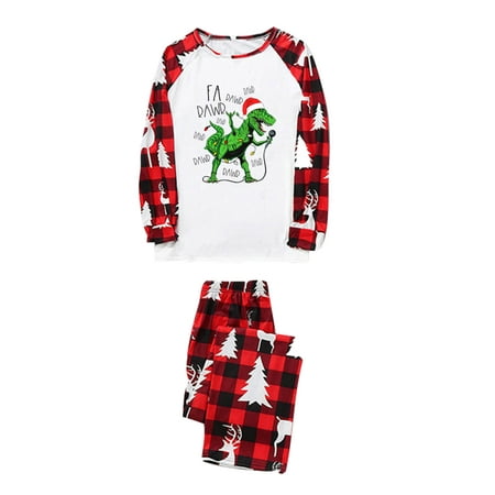 

Lumento Women Men Kids Plaid Christmas Nightwear Soft Elastic Waist PJ Sets Straight Leg Elk Printed Matching Family Pajamas Set White Child-10-11Y