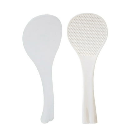 

2 Pcs Plastic Heart-shaped Handle Spoons Non Stick Rice Paddles Spoons Standing Ladle Creative Household Kitchen Tools - Random Patterns (White)